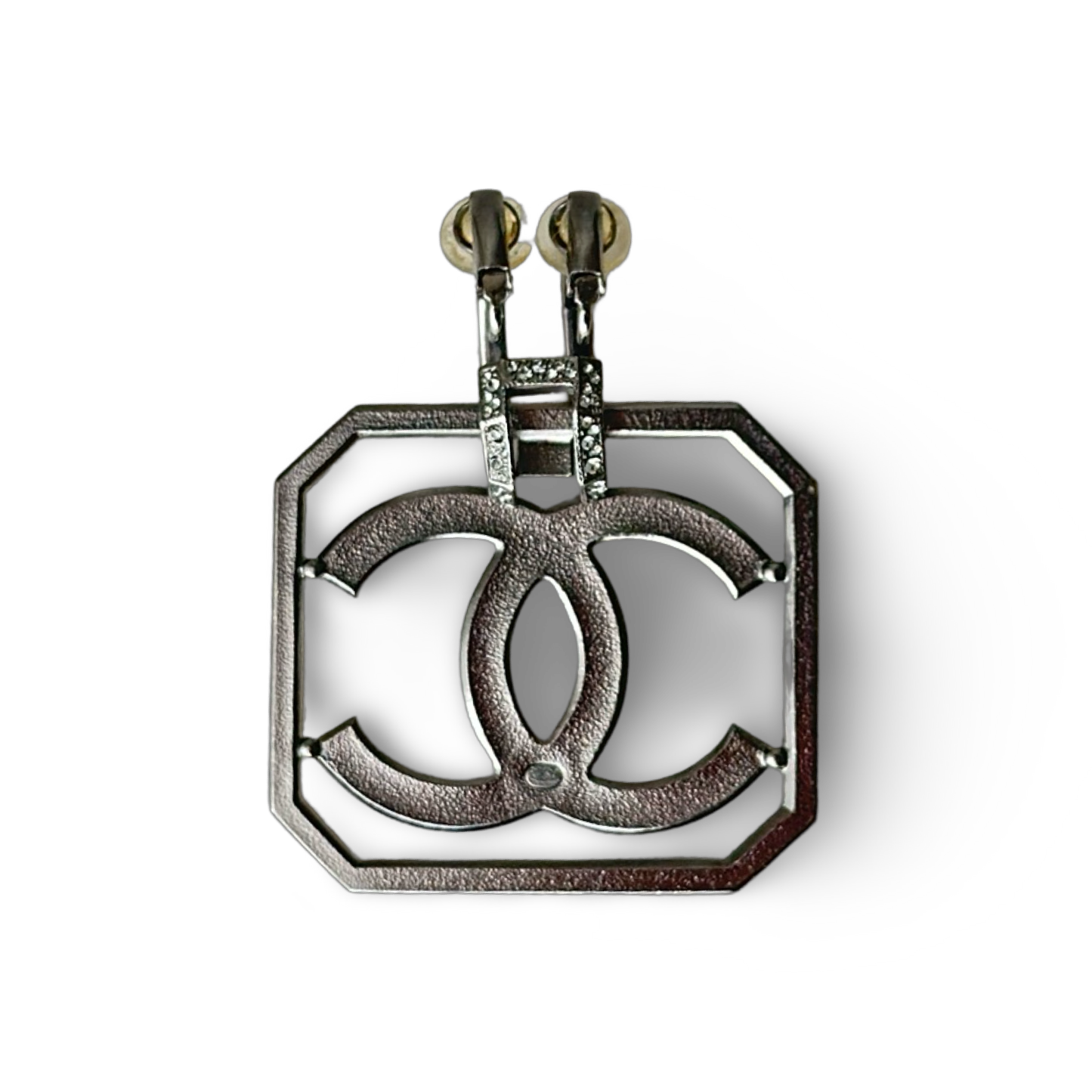 Chanel Rectangle Large Logo Earrings