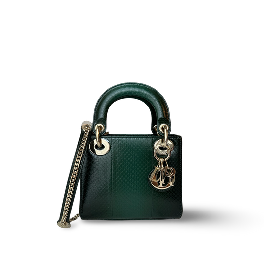 Dior Sneak Skin Mini Lady Bag - GHW / Green