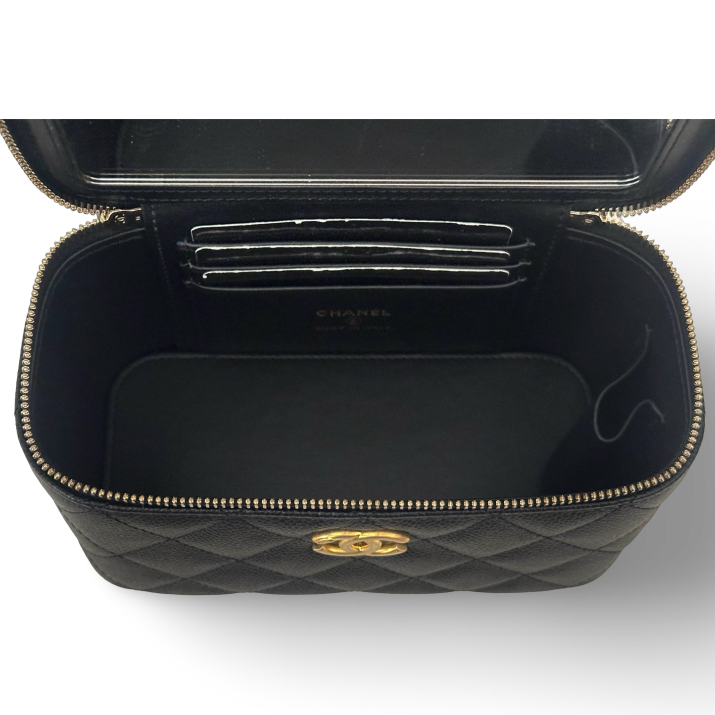 Chanel Quilted Caviar Pick Me Up Vanity Case - GHW / Black