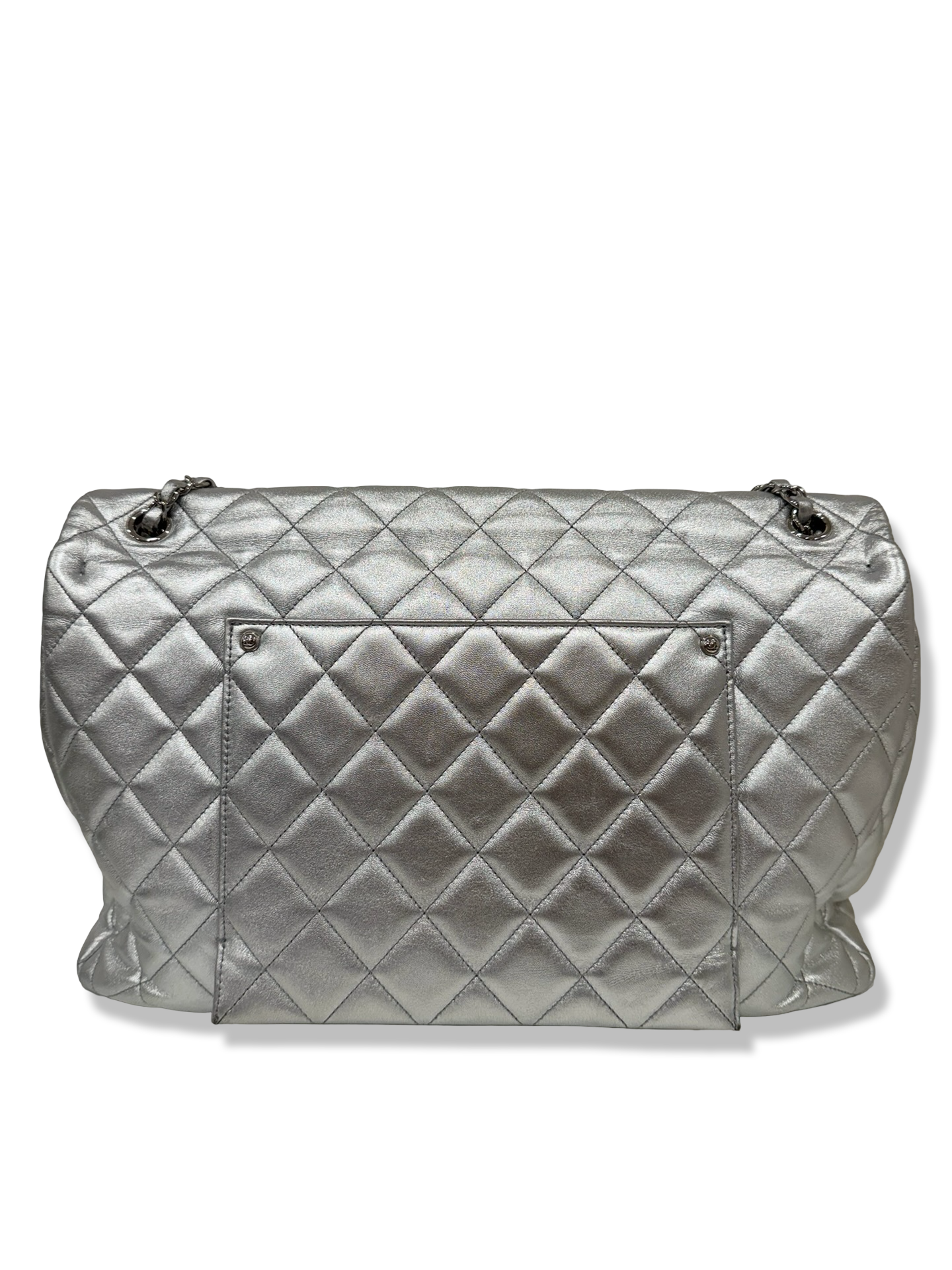 Chanel Quilted Lambskin XXL Airport Single Flap - SHW / Metallic