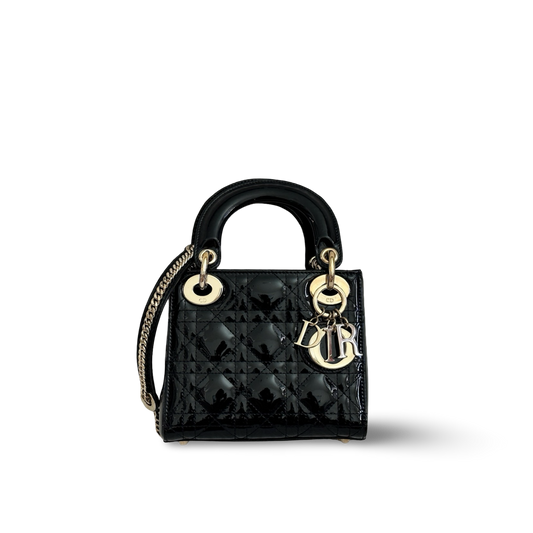 Dior Classic Patent Mini Lady Bag - GHW / Black