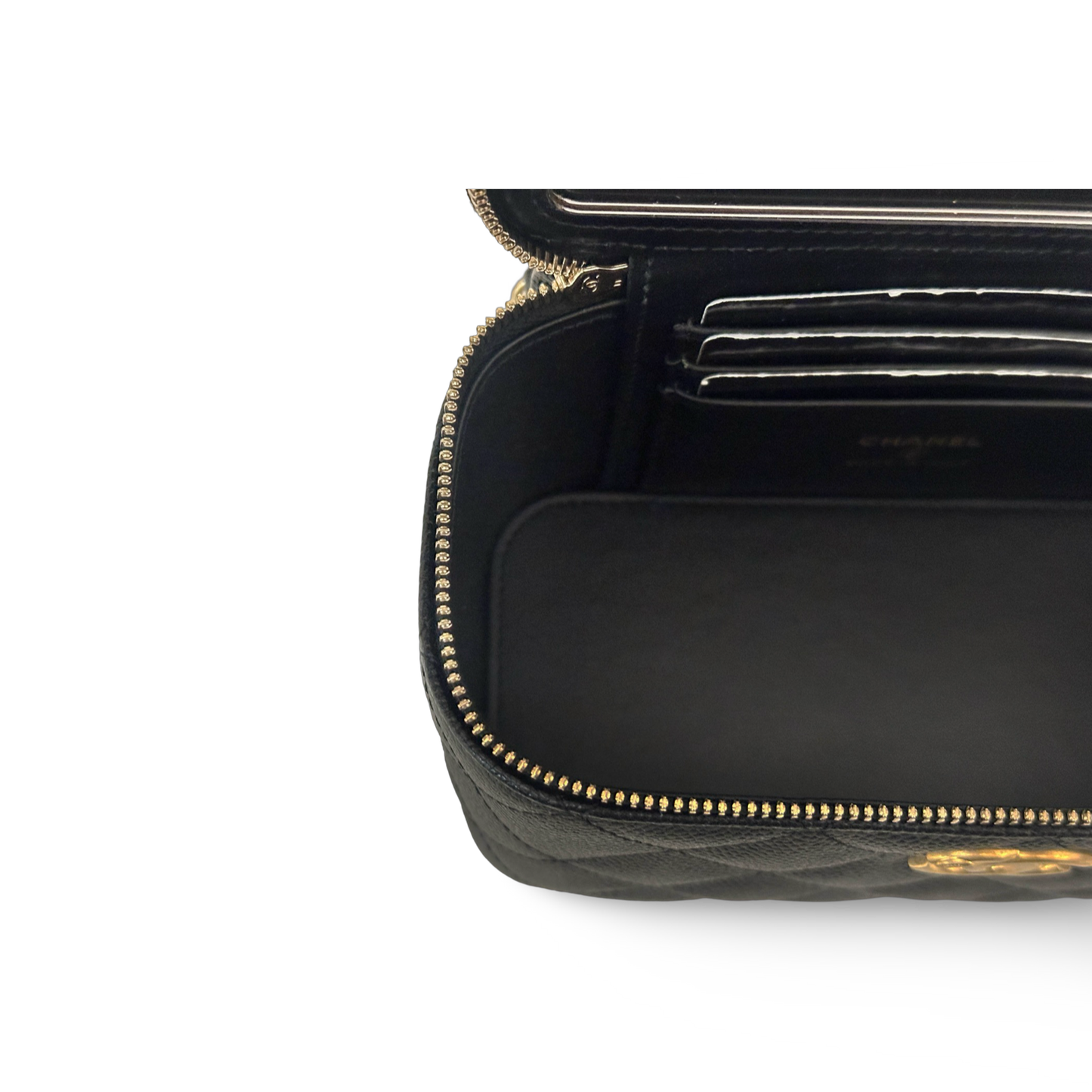 Chanel Quilted Caviar Small Top Handle Vanity Case - GHW / Black