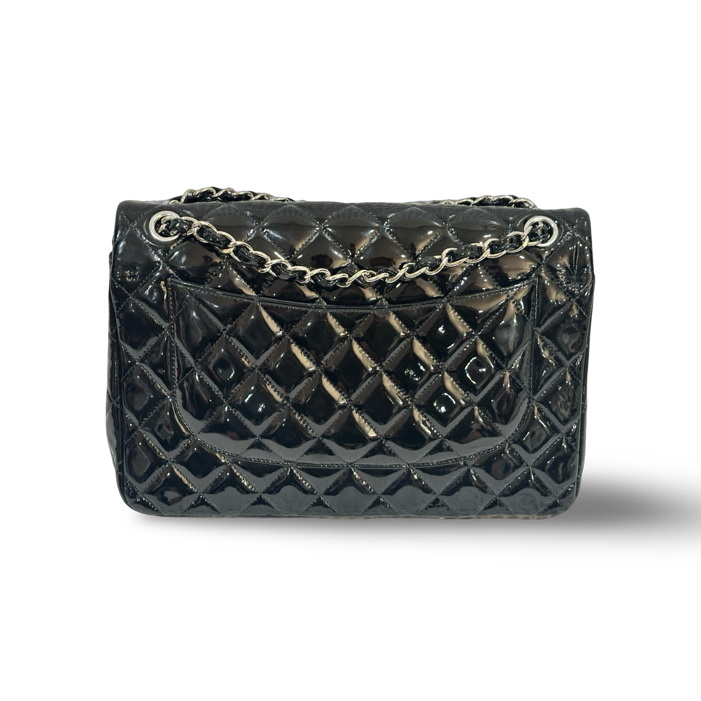 Chanel Quilted Patent Jumbo Double Flap - SHW / Black