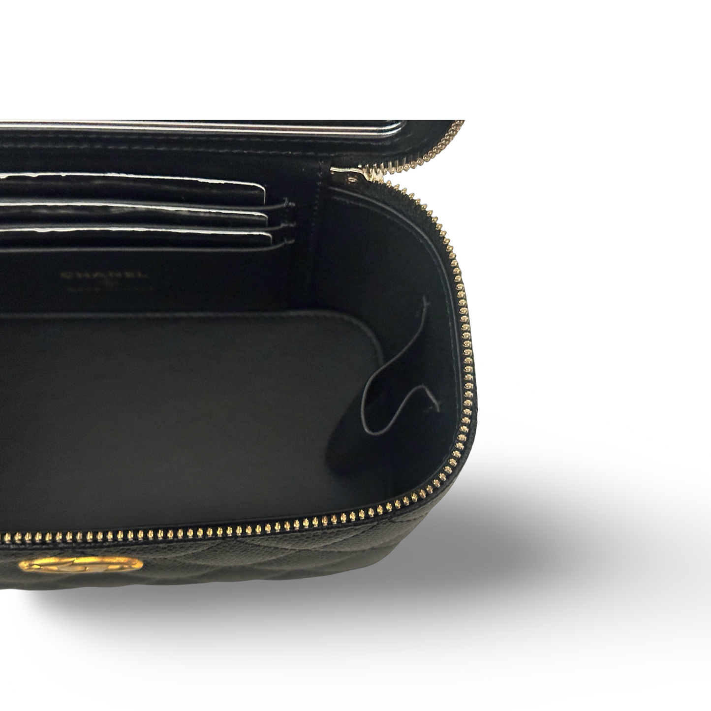 Chanel Quilted Caviar Small Top Handle Vanity Case - GHW / Black