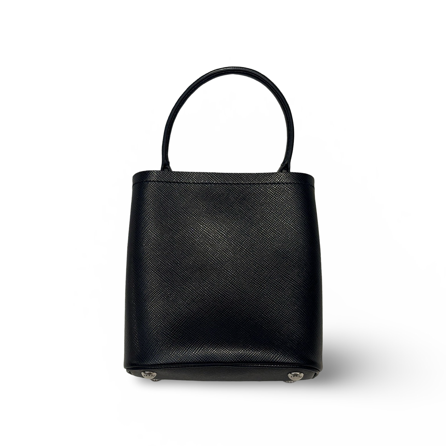 Prada Saffiano Smalto Small Panier Bucket Bag - SHW / Black