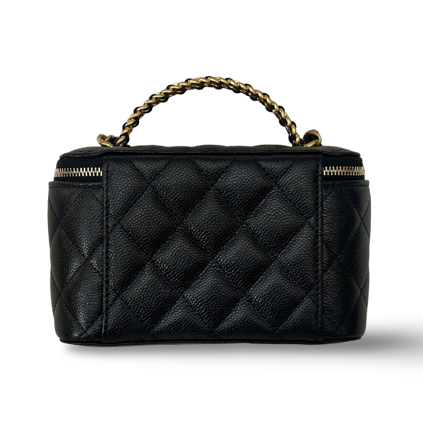Chanel Quilted Caviar Small Top Handle Vanity Case - GHW / Black