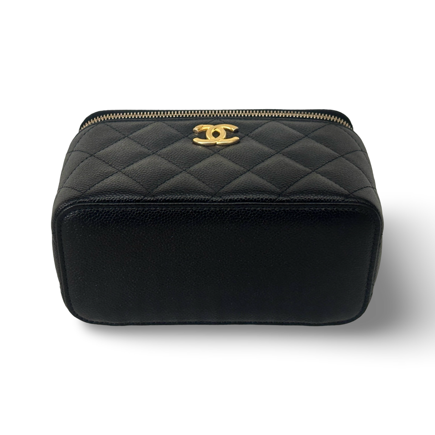Chanel Quilted Caviar Small Top Handle Vanity Case - GHW / Black