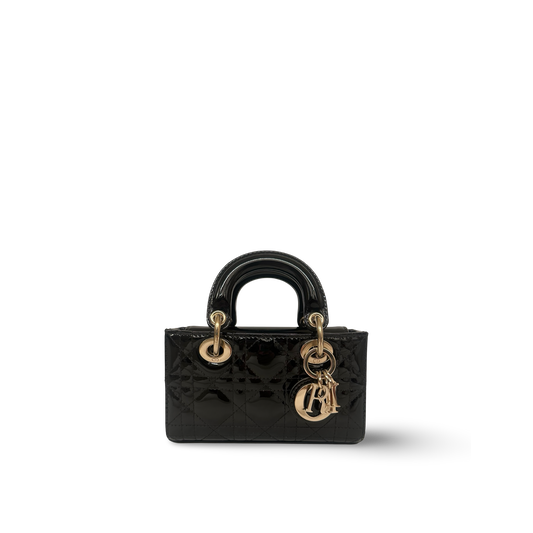 Dior Classic Patent Mini D-Joy Lady Bag - GHW / Black