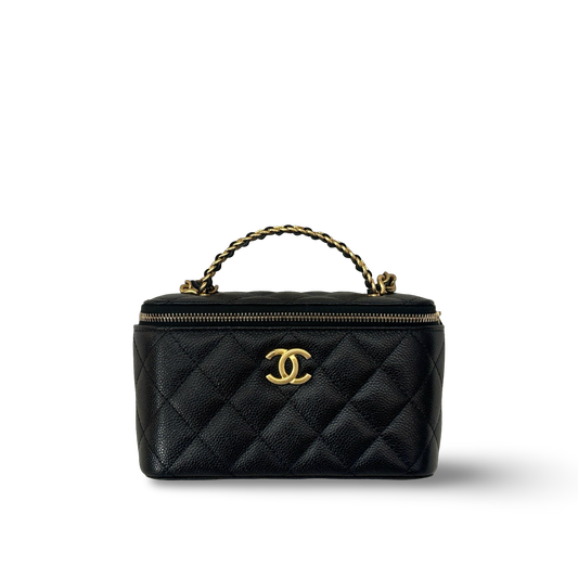 Chanel Quilted Caviar Pick Me Up Vanity Case - GHW / Black