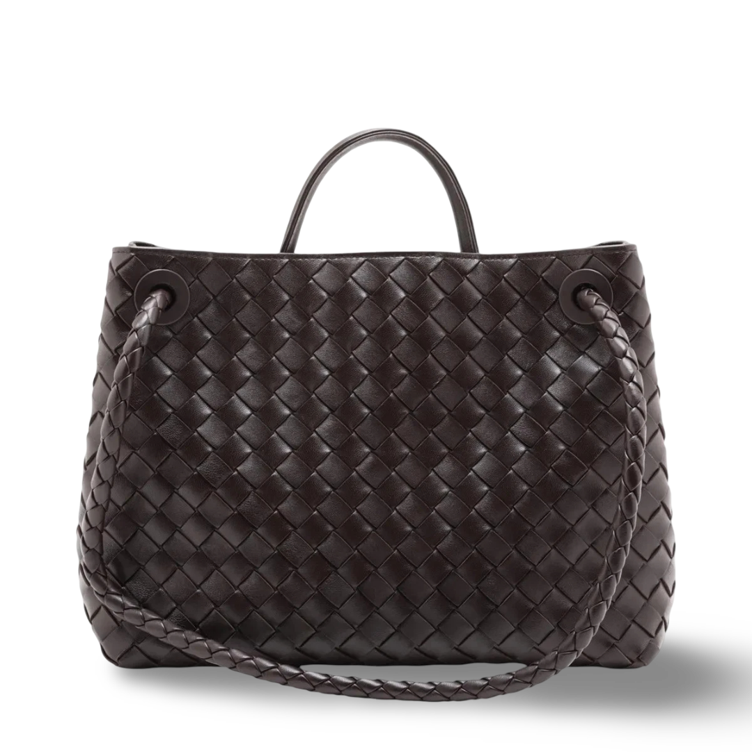 Bottega Veneta Nappa Intrecciato Medium Andiamo Shoulder Bag- GHW / Dark Brown