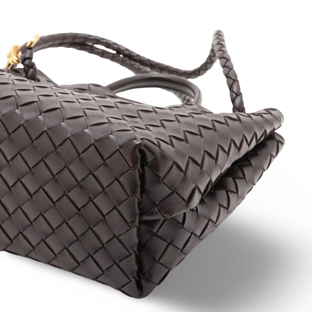 Bottega Veneta Nappa Intrecciato Medium Andiamo Shoulder Bag- GHW / Dark Brown