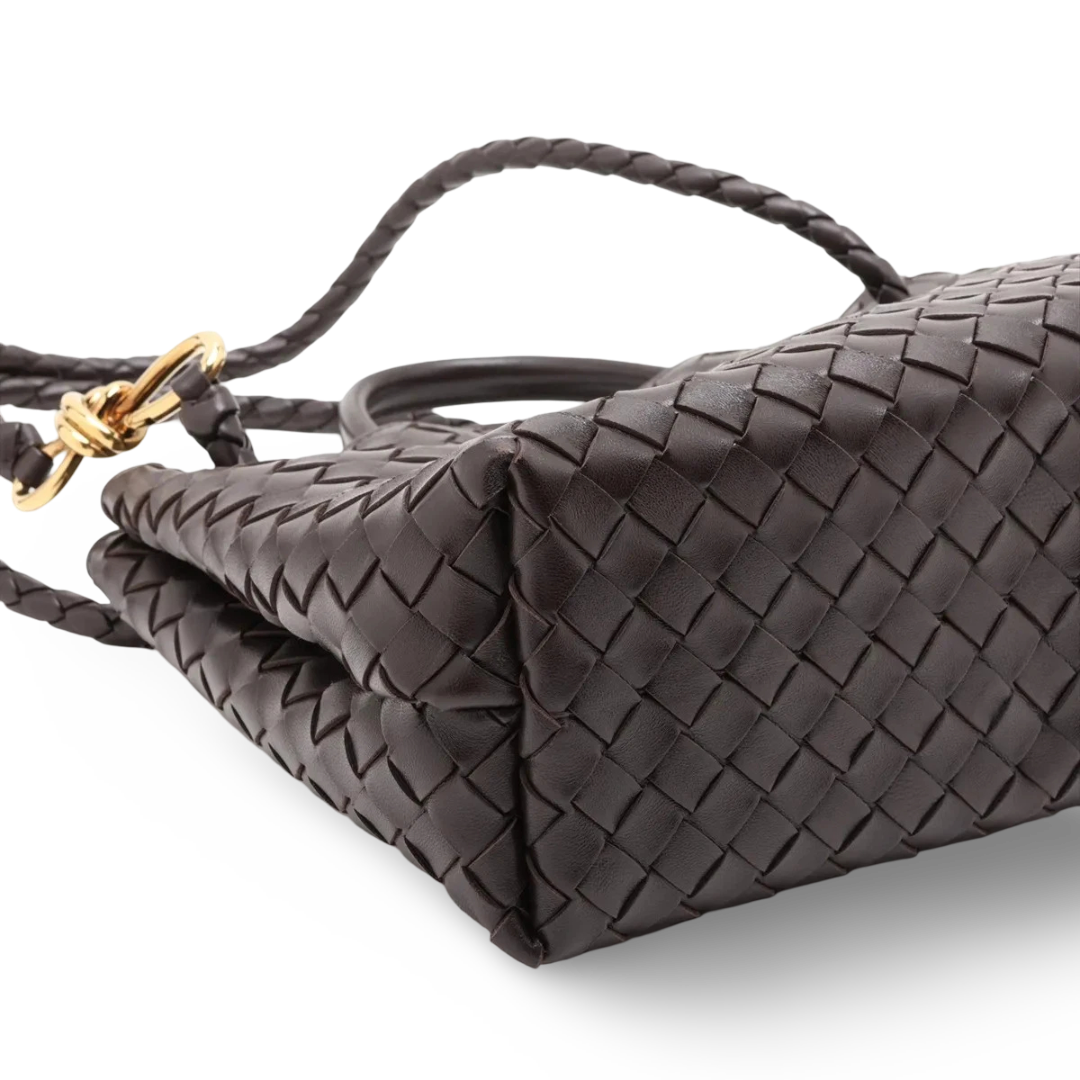 Bottega Veneta Nappa Intrecciato Medium Andiamo Shoulder Bag- GHW / Dark Brown