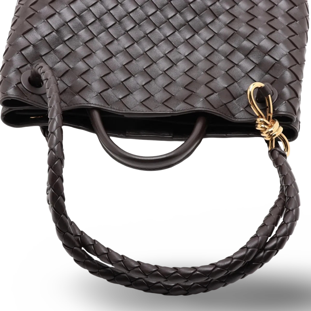 Bottega Veneta Nappa Intrecciato Medium Andiamo Shoulder Bag- GHW / Dark Brown