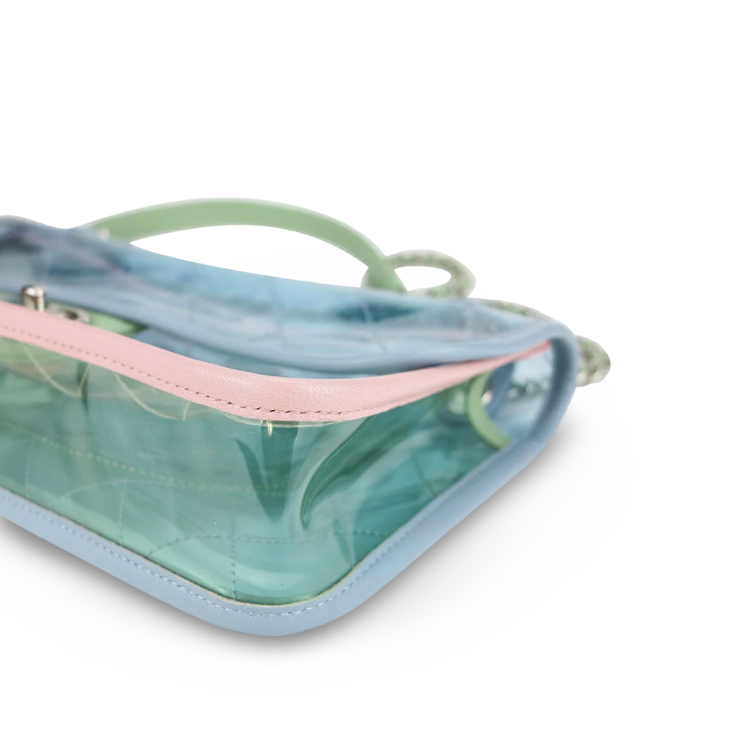 Chanel Quilted PVC Medium Single Flap Bag - SHW / Pink / Blue