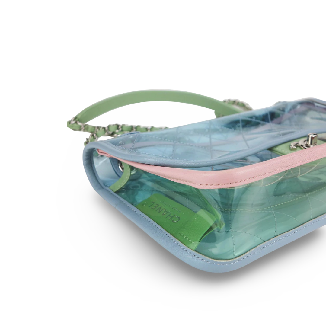 Chanel Quilted PVC Medium Single Flap Bag - SHW / Pink / Blue
