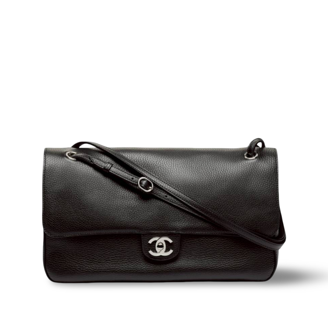 Chanel Quilted Grained Calfskin Small Souplissimo Maxi Flap - SHW / Black