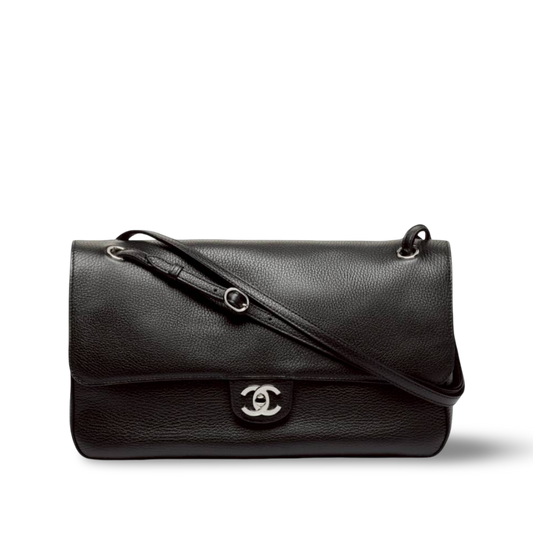 Chanel Quilted Grained Calfskin Small Souplissimo Maxi Flap - SHW / Black